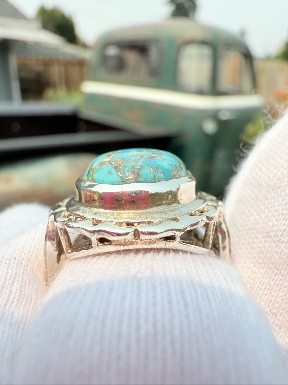 Sterling Silver Turquoise Statement Ring - Blue Turquoise - Picture 3 of 16